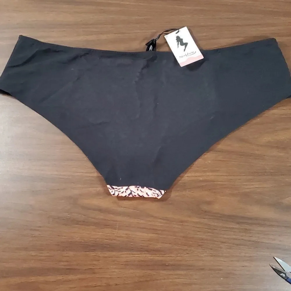 NEW NWT Sculptresse‎ by Panache 6894 Bellise Short Black/Coral Panties, size 6XL